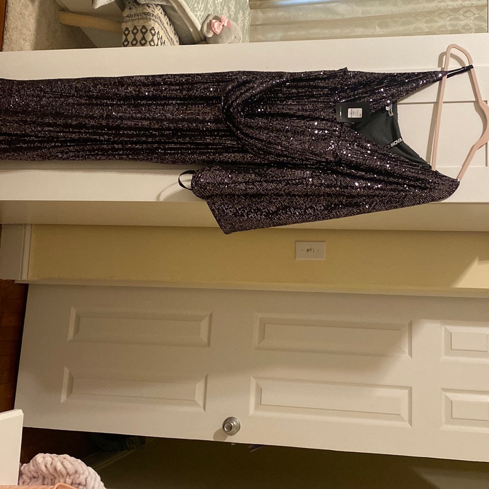 Long sleeve one side shoulder with high slit brand new